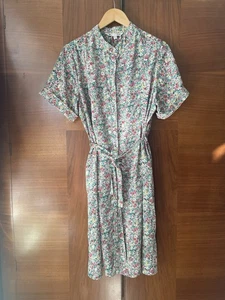 YUMI Green Floral Knee Length Dress Size 14, VGC - Picture 1 of 7