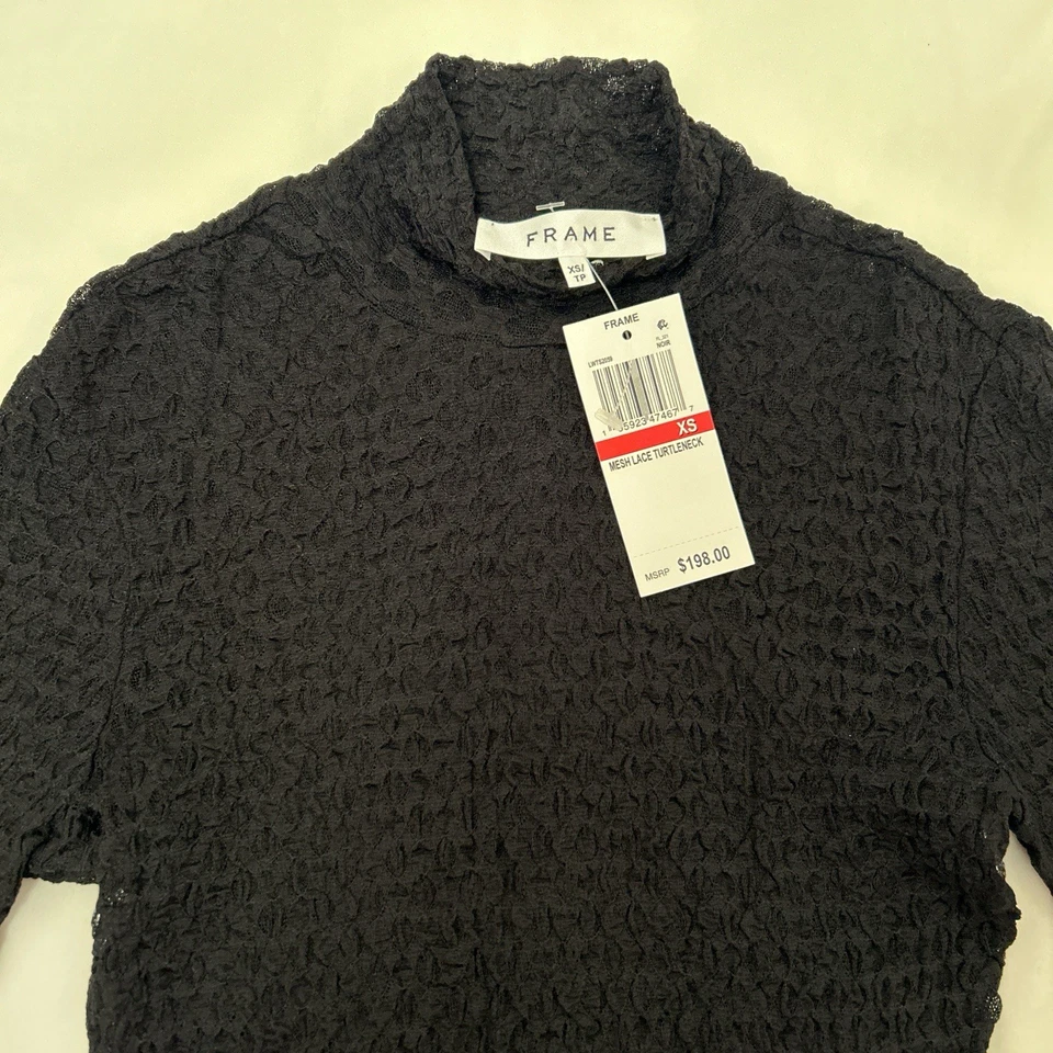 Blusa de encaje de malla negra con marco talla XS nueva con etiquetas Foto 1 de 4