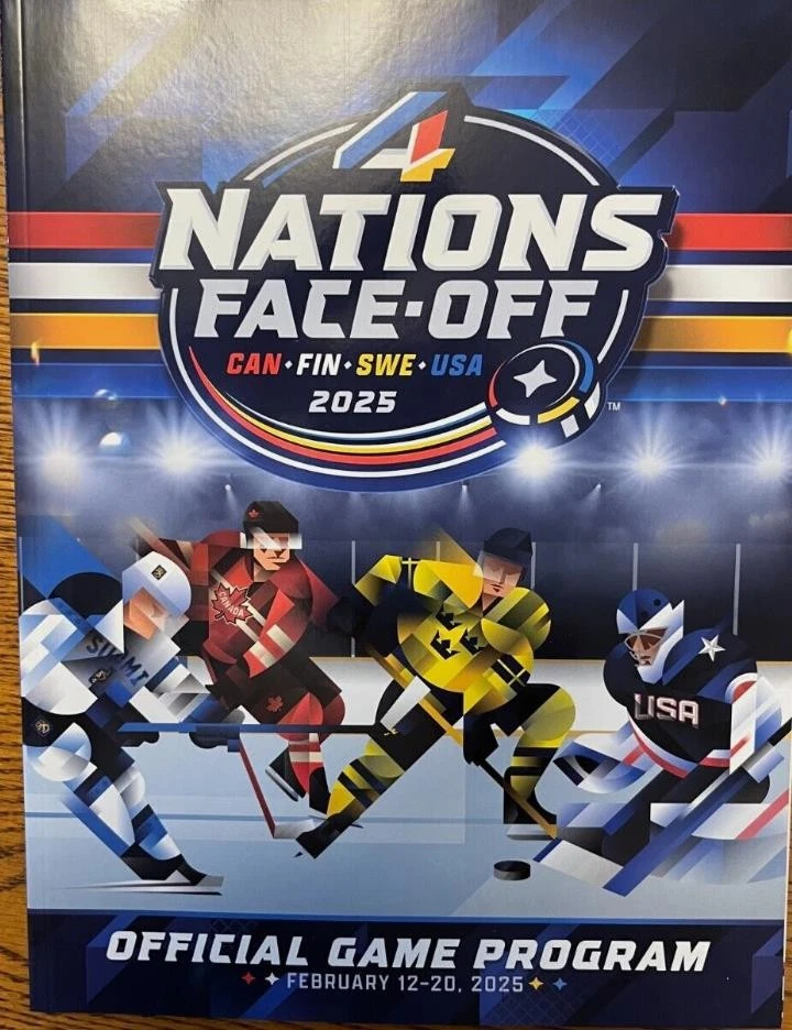 2025 4 Nations Face Off Program Canada USA Connor McDavid Sydney Crosby - Image 1 of 1