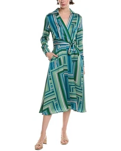 Tahari Asl Hammered Satin Tie Waist Midi Dress Women's - Picture 1 of 8