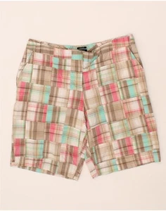 IZOD Womens Chino Shorts US 12 Large W34 Beige Check Cotton YB08 - Picture 1 of 3