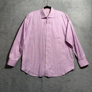 Peter Millar Shirt Mens XL Plaid Pink Blue Button Long Sleeve Lightweight Cotton - Picture 1 of 6