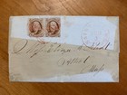1847 5c Franklin US Scott #1 pair on 1851 folded letter from St. Louis