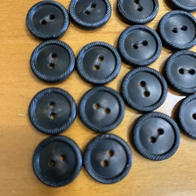 Vintage Black Brown Buttons Rimmed Horn Set 17 Sewing Crafts Projects - Image 1 of 3