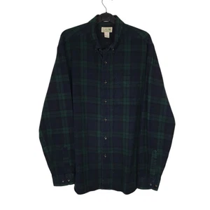 Camicia L.L.BEAN blu navy a quadri spessa flanella manica lunga cotone uomo M - Foto 1 di 4