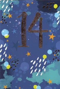 AGED 14 '14' BIRTHDAY CARD AND MATCHING ENVELOPE 5" X 7" - Picture 1 of 3