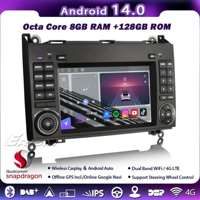 128GB Android 14 Android 14 Autoradio Mercedes A/B Klasse W169 W245 Vito Crafter - Bild 1 von 4