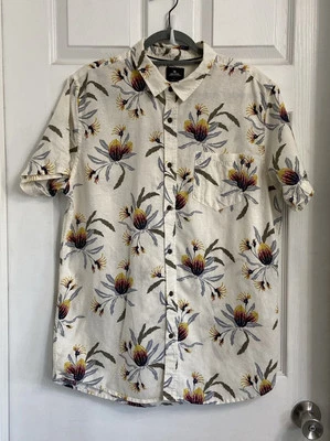 Camisa Rip Curl Swc Banksia para hombre con botones grande manga corta tejida mezcla de lino  Foto 1 de 4