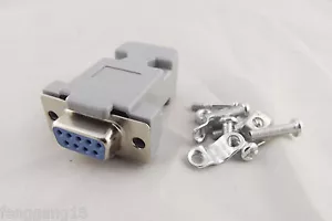 1x DB9 Female Jack 9Pin 2 Rows D-Sub Connector Grey Plastic Hood Cover Backshell - Picture 1 of 5