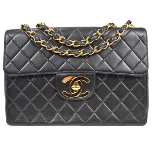 Chanel Black Lambskin Classic Flap Jumbo Shoulder Bag 59887 - Picture 1 of 10