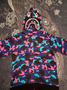 BAPE x Kid Cudi Shark Full Zip Hoodie, Multi-color, Size: Medium, Brand New - Picture 1 of 11