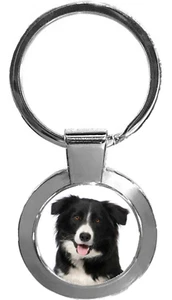 Llavero de metal redondo de lujo para perro border collie en caja de regalo - Imagen 1 de 3