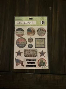 Adesivo K&Company Lifes Little Occasions parola patriottica scrapbooking dimensionale - Foto 1 di 1