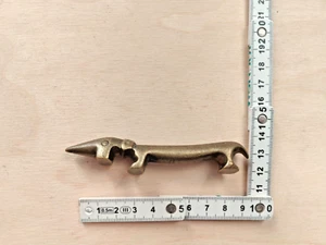 old vtg brass Wiener long dog Dachshund bottle opener can collectible 77 grams - Picture 1 of 13