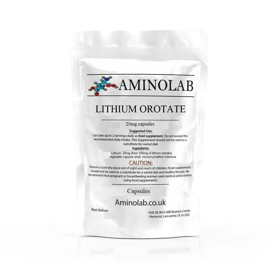 LITHIUM OROTATE 20MG CAPSULES - AMINOLAB - Mood And Emotional Support
