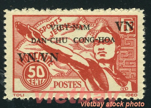 NORTH VIETNAM 1945-1946 Viet Minh Overprinted on Indochina 1L4 MNH Cat = $20 Cover
