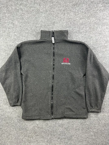 Montana Grizzlies Fleece Jacket Men's Large Gray Full Zip Pockets USA Made Cover