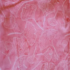 Vintage Sewing Fabric Peach Botanical Batik Ginko Leaves 1.35ydx45" Cotton - Picture 1 of 5