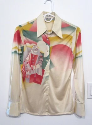 CAMISA VINTAGE AÑOS 70 MUJER NIK NIK 7/8 NYLON PIERROT SCHLEMMER BAUHAUS DC021 Foto 1 de 4