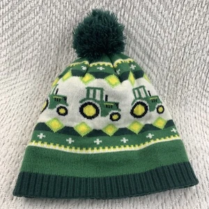 John Deere Tractors Knit Cap Beanie Hat Green Fleecw Lined Toddler One Size EUC - Picture 1 of 2