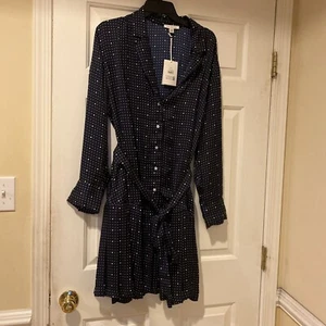 Free Assembly Pleated Mini Shirtdress Women 2XL Blue 100% Polyester Pullover - Picture 1 of 9