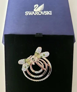 Orig. Swarovski Libelle Brosche Rhodiniert Kristall grün 3x3,5cm Neu OVP - Bild 1 von 3