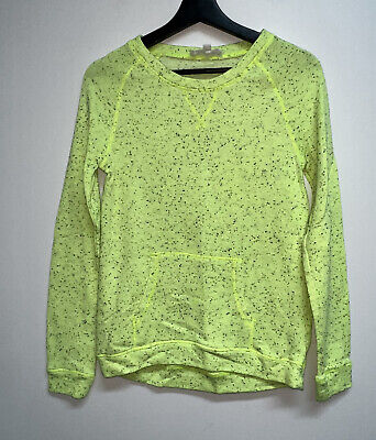 Cloud Chaser Womens Flecked Pouch Pocket Sweatshirt Top Size M Neon Yellow Black • 12.50€