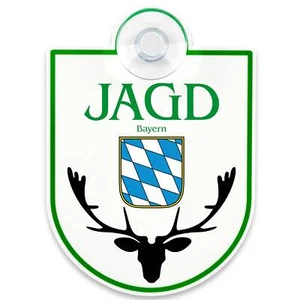 Saugnapfschild Jagd für Autoscheiben 90x125 mm mit Zeichen der Region Bayern - Bild 1 von 7