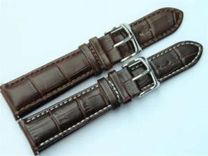 Genuine Calf Leather Embossed Louisiana Alligator Pattern Watch Strap Chestnut - Picture 1 of 3