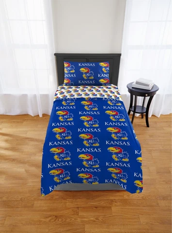 Kansas Jayhawks Twin Bed in a Bag (Rotary) OFFICIAL NCAA Cover