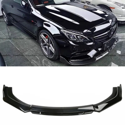 For Mercedes-Benz C200 C300 Front Bumper Lip Spoiler Splitter Glossy Black - Image 1 of 4