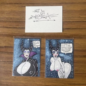 Maleficent ACEO Original Art Trading Card Sexy hentai cartoon Nude Naked ATC - Picture 1 of 2