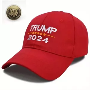 Cappello Trump 2024 berretto da baseball rosso Donald J. Trump MAGA 45 e 47 (moneta gratuita) - Foto 1 di 7