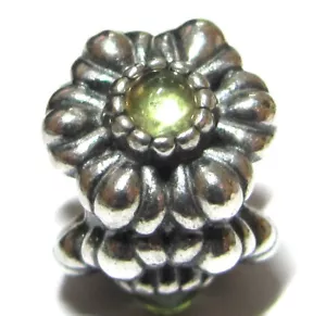 PANDORA ALE Sterling Silver Green Birthday Blooms August Charm #790580PE - Picture 1 of 2