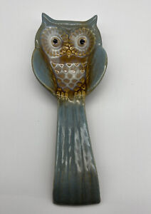 Vintage Style Ceramic Owl Spoon Utensil Holder Decor Pottery 