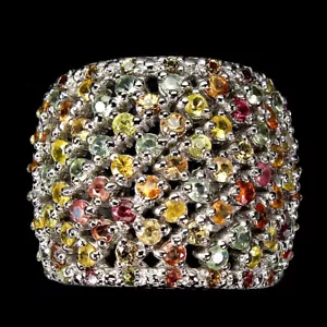 925 Sterling Anello Argento Rotondo Zaffiro Gemma Pietra Naturale Gioielli - Foto 1 di 9