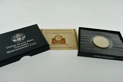 1992 Columbus Quincentenary US Mint Half Dollar BU Coin with COA and Box - Image 1 of 3