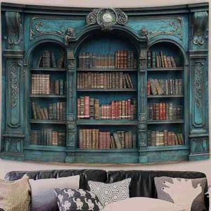 Altes Bücherregal Poster XXL Wandteppich Wandbehang Wandtapete Hintergrund - Bild 1 von 6