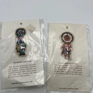 Vintage Kachina Embroidery Applique Native American - Morning 116 & Tawa Sun 105 - Picture 1 of 7