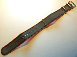 New Sport Nylon Gray Orange EZ Pass Thru One Piece 22mm Watch Band Fits Military - Picture 1 of 6