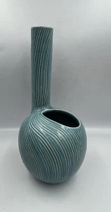 Japanese Modernist Blue  Ikebana Toyo Vase 2 Spouts Signed  #OS-1 - Picture 1 of 8