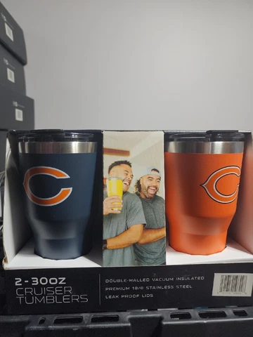 SIMPLE MODERN  2 CHICAGO BEARS 30oz Double Walled Vacuum Insulated LID TUMBLERS Cover