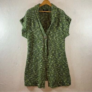 Style & Co Womens Cardigan Sweater Vest Sz S/M Green Gray Confetti 90s - Picture 1 of 9