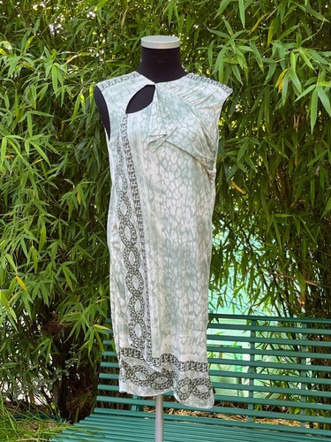 Abito donna Versace Black Label Peep Hole catena e stampa leopardata animalier UK 10