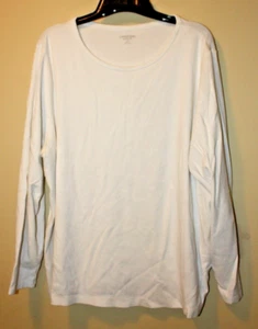 Lands End T Shirt Womens 2X (20W-22W) White Shaped Fit Stretch - Picture 1 of 4