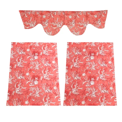 COUNTRY CURTAINS BRAND 2 Curtain Panels and Valance Nautical Seashell Beach USA - Image 1 of 4