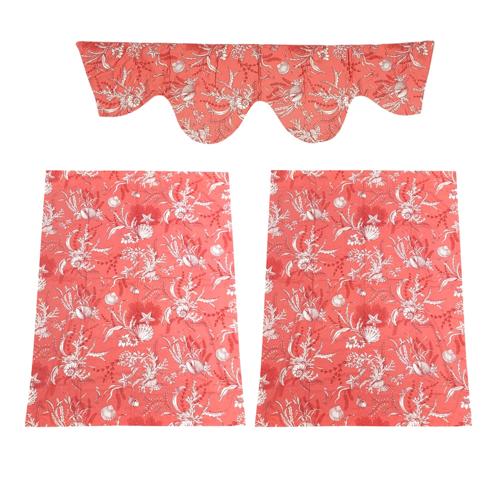 CORTINAS COUNTRY MARCA 2 Paneles Cortina y Cenefa Náutica Seashell Playa EE. UU. Foto 1 de 4