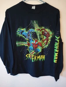 Spiderman Mad Engine Marvel Youth Xl Long Sleeve Navy T-Shirt 2002 Vintage - Picture 1 of 5