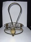 Vintage MCM Condiment Serving Caddy Gold Tone Metal 4 Openings (READ)
