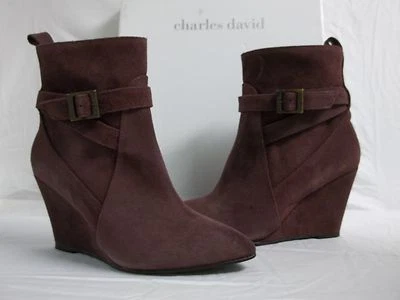 Botas Charles David tamanho 6 M Esme Bordeaux camurça tornozelo novo sapatos femininos - Imagem 1 de 4